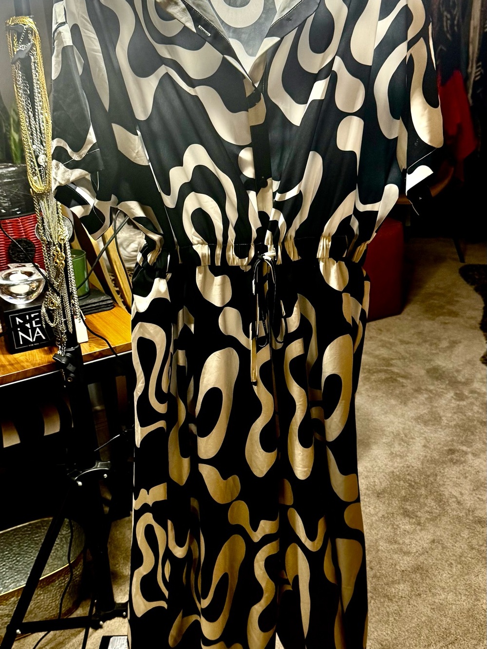Cider Black and white jumper with Abstract Swirl Print